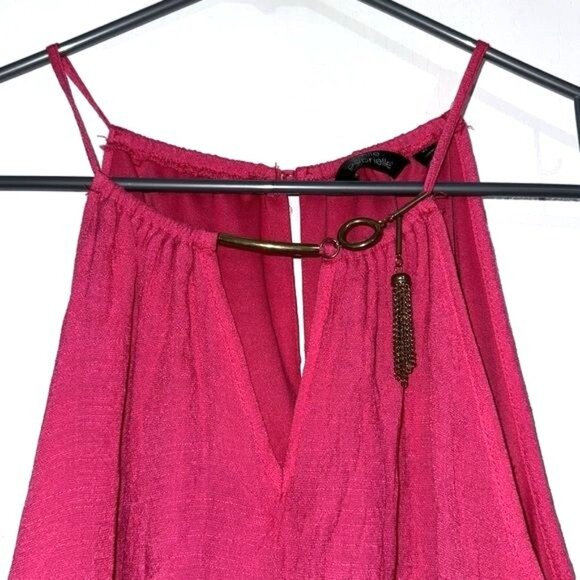 Sleeveless Pink High-Low Maxi Dress With Gold Accent By Mae Gabrielle XL Rayon & - Picture 2 of 10